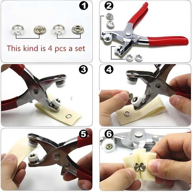 Metal Snap Buttons with Fastener Pliers Tool Kit