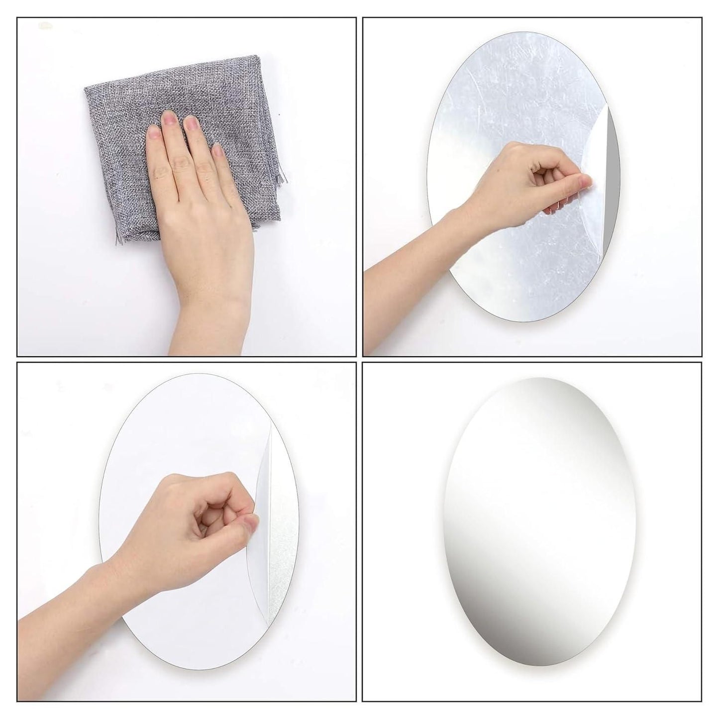 Premium Mirror Sticker Oval Shape & Square Shape (Buy 1 Get 1 Free)