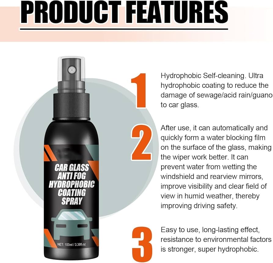 Car Glass Anti- Fog Hydrophobic Coating (Buy 1 Get 1 Free)
