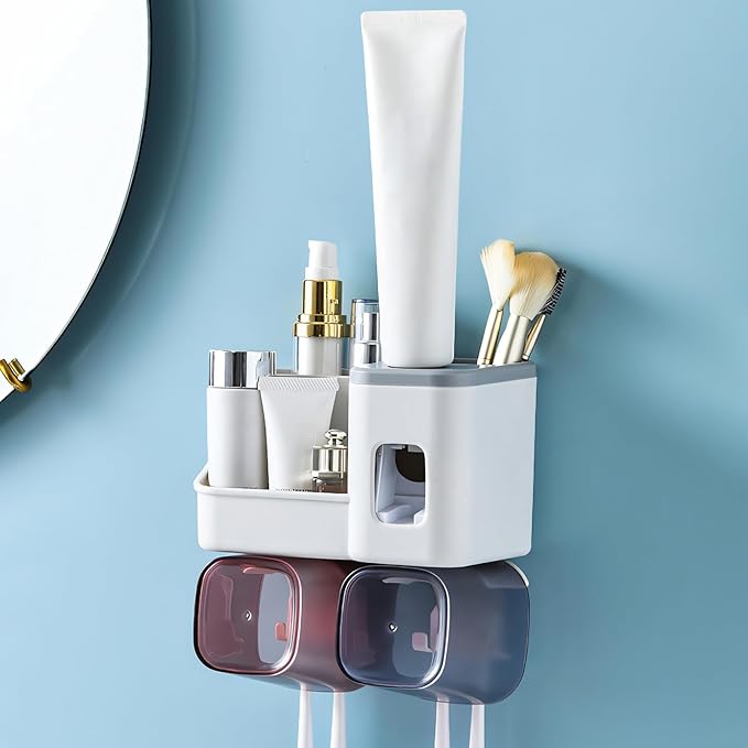Toothbrush Holder with Toothpaste Dispenser