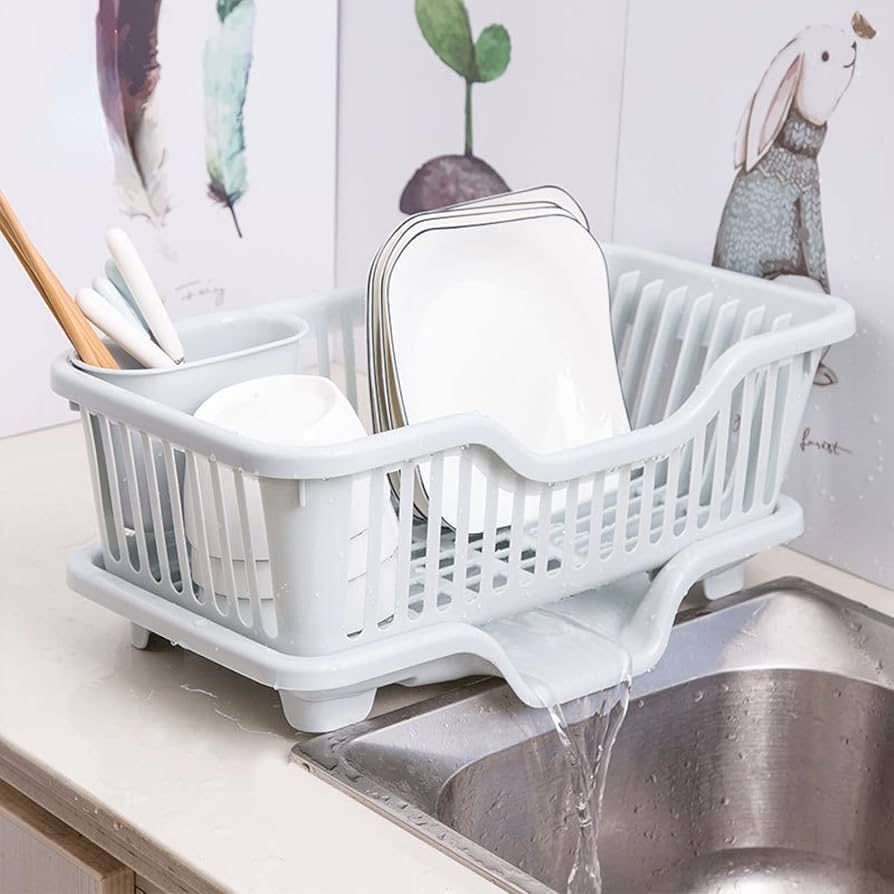 Smart Dish Drying Rack with Quick Drainage & Cutlery Holder
