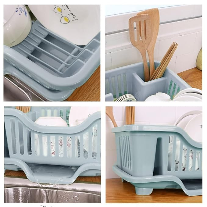 Smart Dish Drying Rack with Quick Drainage & Cutlery Holder