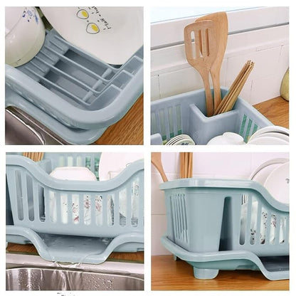 Smart Dish Drying Rack with Quick Drainage & Cutlery Holder