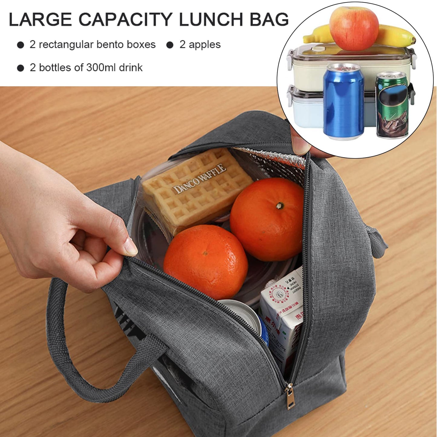 Insulated Portable and Reusable Lunch Bag