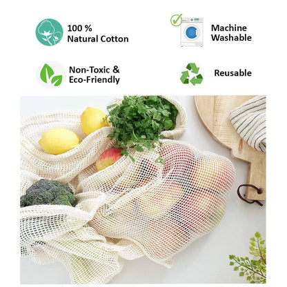 Natural Cotton Vegetables Bags For Fridge Storage (Buy 3 Get 3 Free)