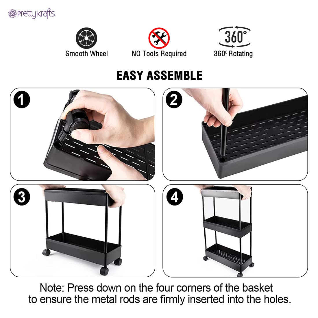 2 Tier Multipurpose Plastic Storage Organizer Slim Rack Shelf