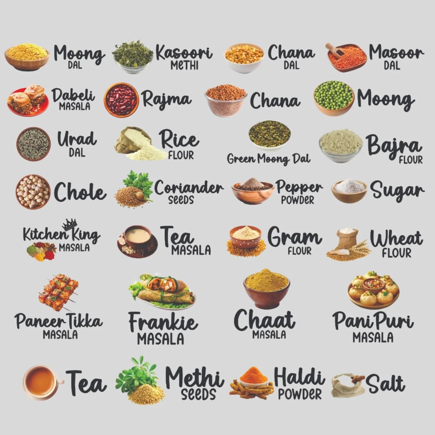 3D Kitchen Spice Jar Stickers (Pack of 60 Stickers)