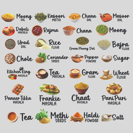 3D Kitchen Spice Jar Stickers (Pack of 60 Stickers)