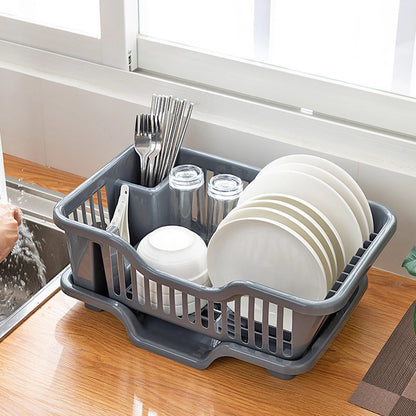 Smart Dish Drying Rack with Quick Drainage & Cutlery Holder
