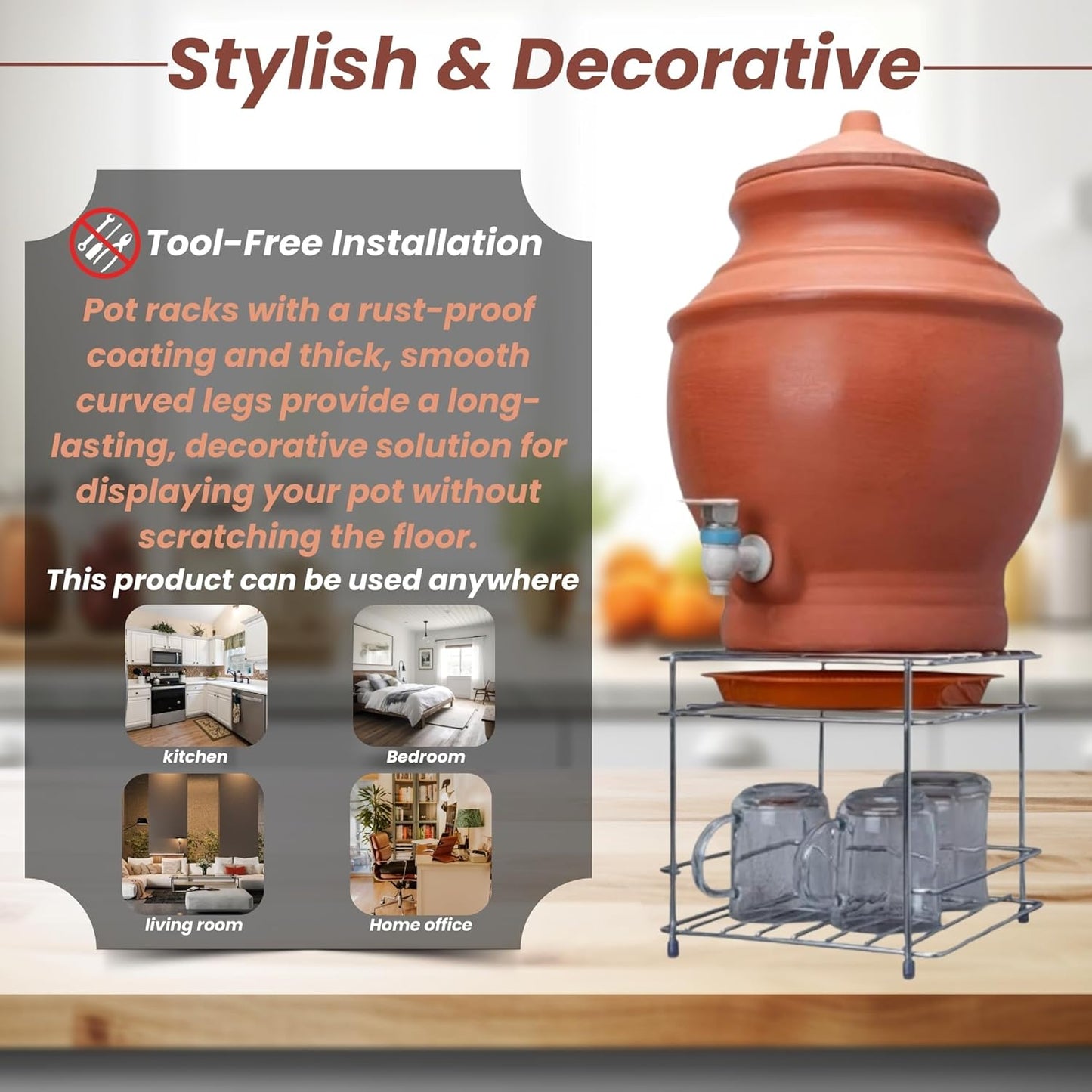 Heavy Steel Matka Stand with Free Tray