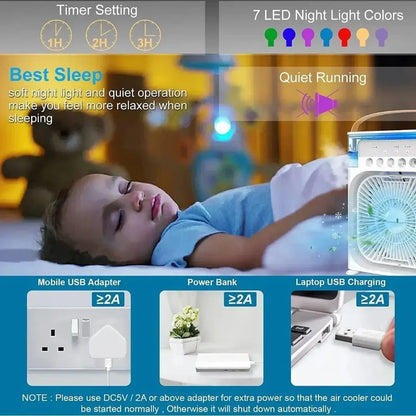 Portable Air Cooler Fan with LED Lights